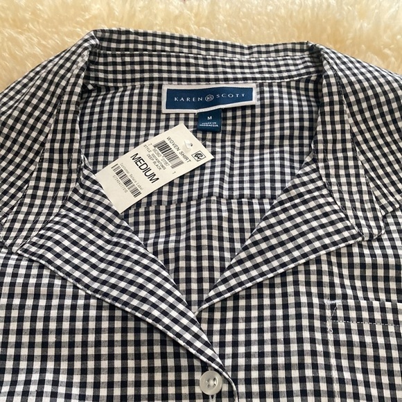 Karen Scott black and white check blouse size M - Picture 4 of 7
